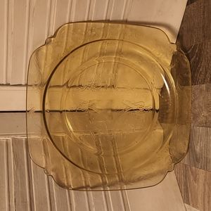 PLATE 4 - Vintage Federal Depression Glass Madrid Amber Lunch Plate 9"